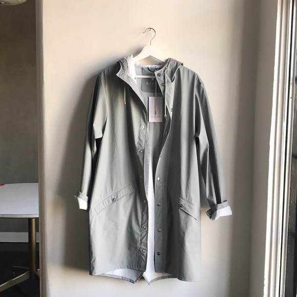 Rains Jackets & Blazers - RAINS *NEW* Long Rain Jacket in Stone - XS/S